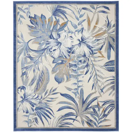 Ivory Blue And Brown Floral Area Rug Photo 2