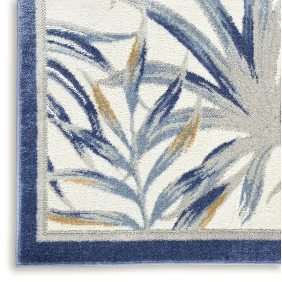 Ivory Blue And Brown Floral Area Rug Photo 9