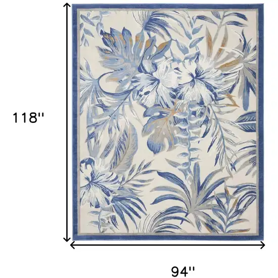 Ivory Blue And Brown Floral Area Rug Photo 3