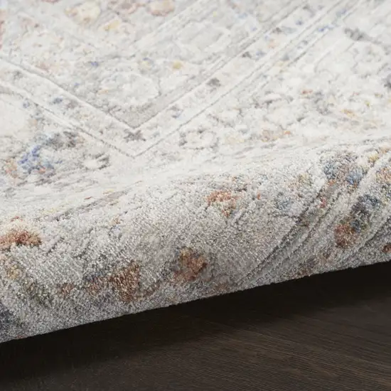 Ivory Blue And Brown Medallion Distressed Area Rug Photo 7