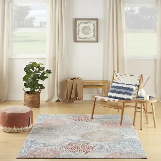 Blue Blush And Gray Seashell and Coral Area Rug Photo 5