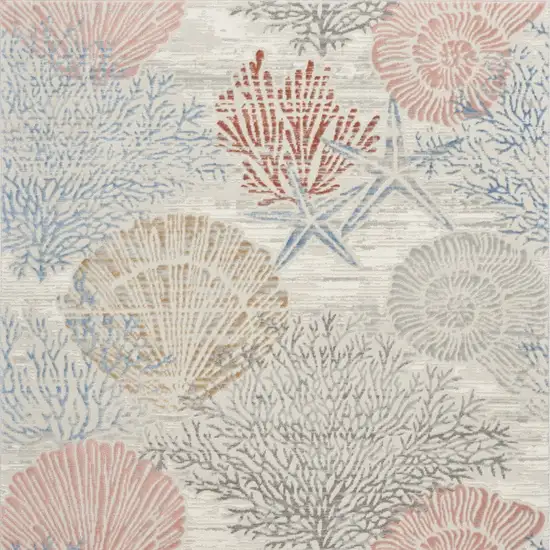Blue Blush And Gray Seashell and Coral Area Rug Photo 7