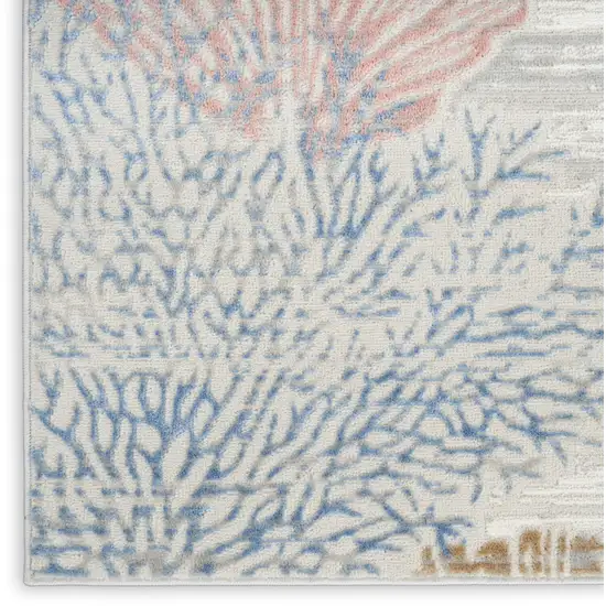 Ivory Blue And Brown Seashell and Coral Area Rug Photo 9