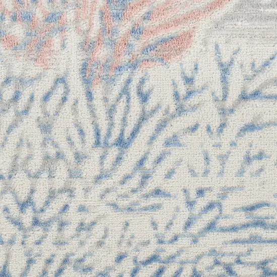 Ivory Blue And Brown Seashell and Coral Area Rug Photo 4