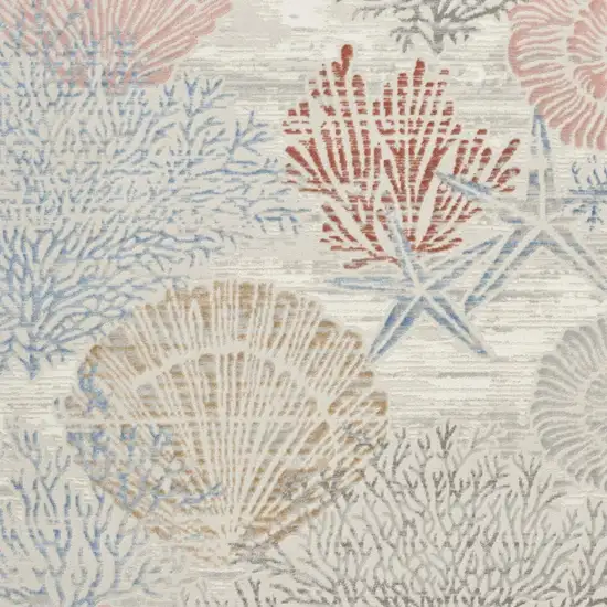 Ivory Blue And Brown Seashell and Coral Area Rug Photo 7