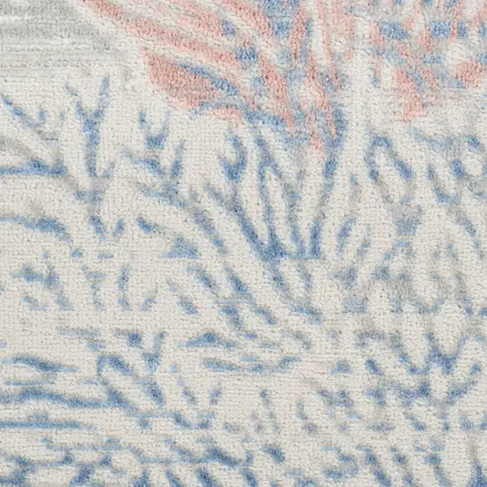 Ivory Blue And Brown Seashell and Coral Area Rug Photo 3