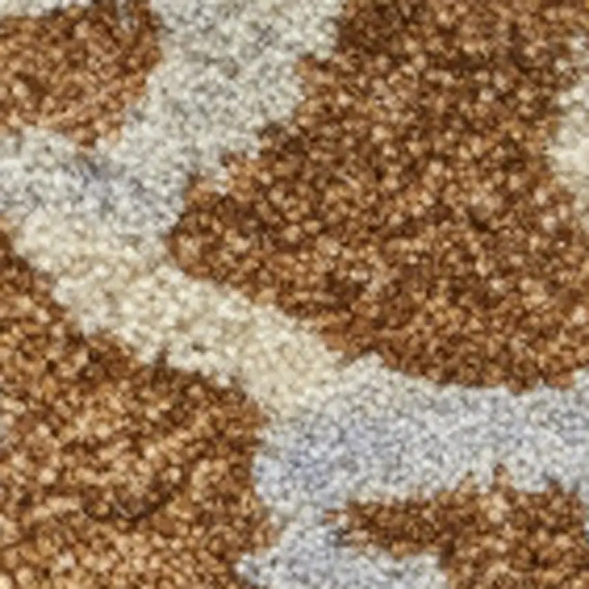 Ivory Blue And Brown Wool Abstract Tufted Handmade Stain Resistant Area Rug Photo 2