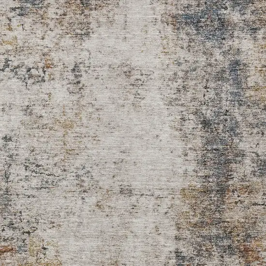 Ivory Blue And Copper Abstract Washable Indoor Outdoor Area Rug Photo 6