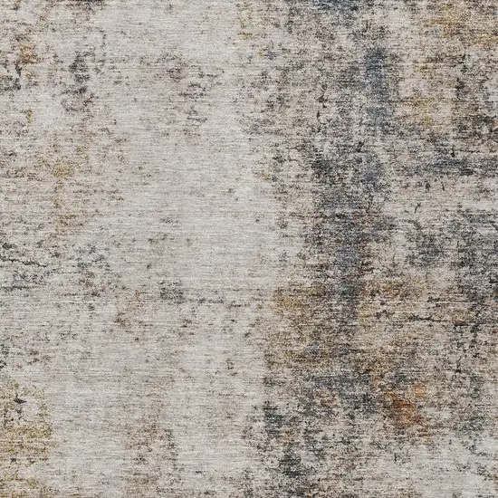 Ivory Blue And Copper Abstract Washable Indoor Outdoor Area Rug Photo 6