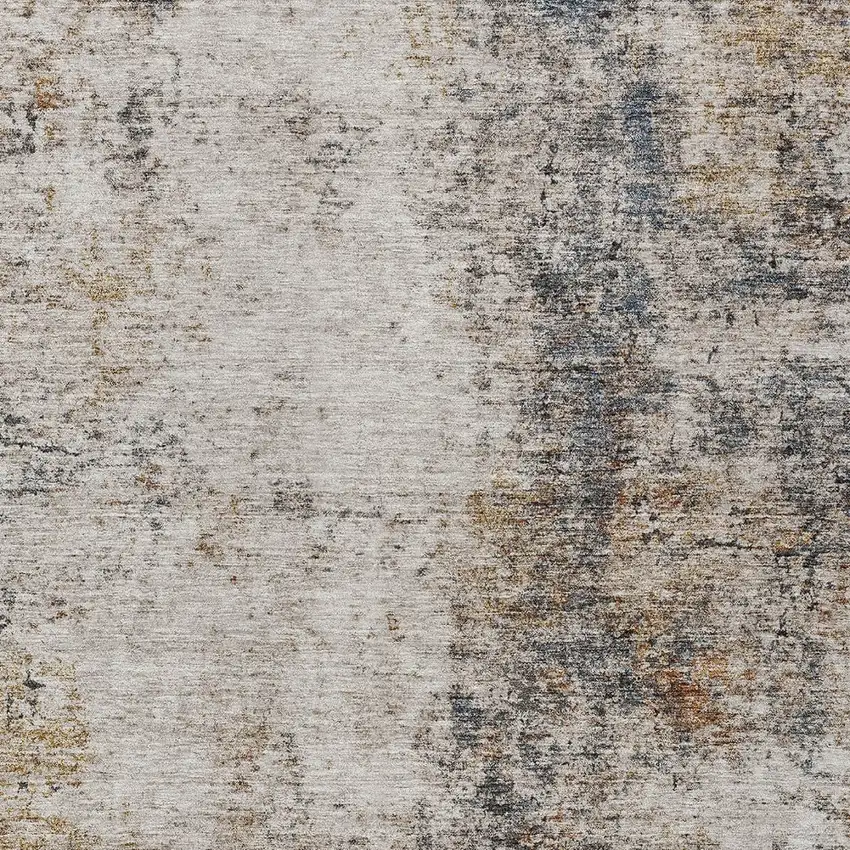 Ivory Blue And Copper Abstract Washable Indoor Outdoor Area Rug Photo 6