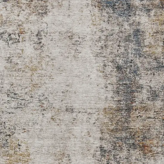 Ivory Blue And Copper Abstract Washable Indoor Outdoor Area Rug Photo 6