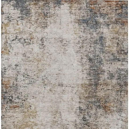 Ivory Blue And Copper Abstract Washable Indoor Outdoor Area Rug Photo 7