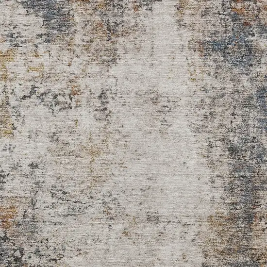 Ivory Blue And Copper Abstract Washable Indoor Outdoor Area Rug Photo 6