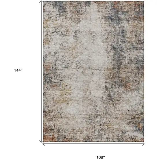 Ivory Blue And Copper Abstract Washable Indoor Outdoor Area Rug Photo 3