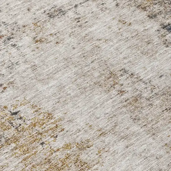 Ivory Blue And Copper Abstract Washable Indoor Outdoor Area Rug Photo 8