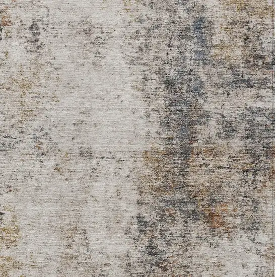 Ivory Blue And Copper Abstract Washable Indoor Outdoor Area Rug Photo 6