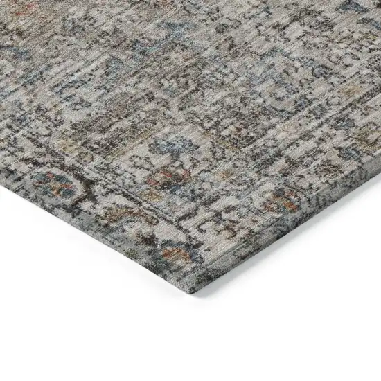 Ivory Blue And Copper Floral Medallion Washable Indoor Outdoor Area Rug Photo 6