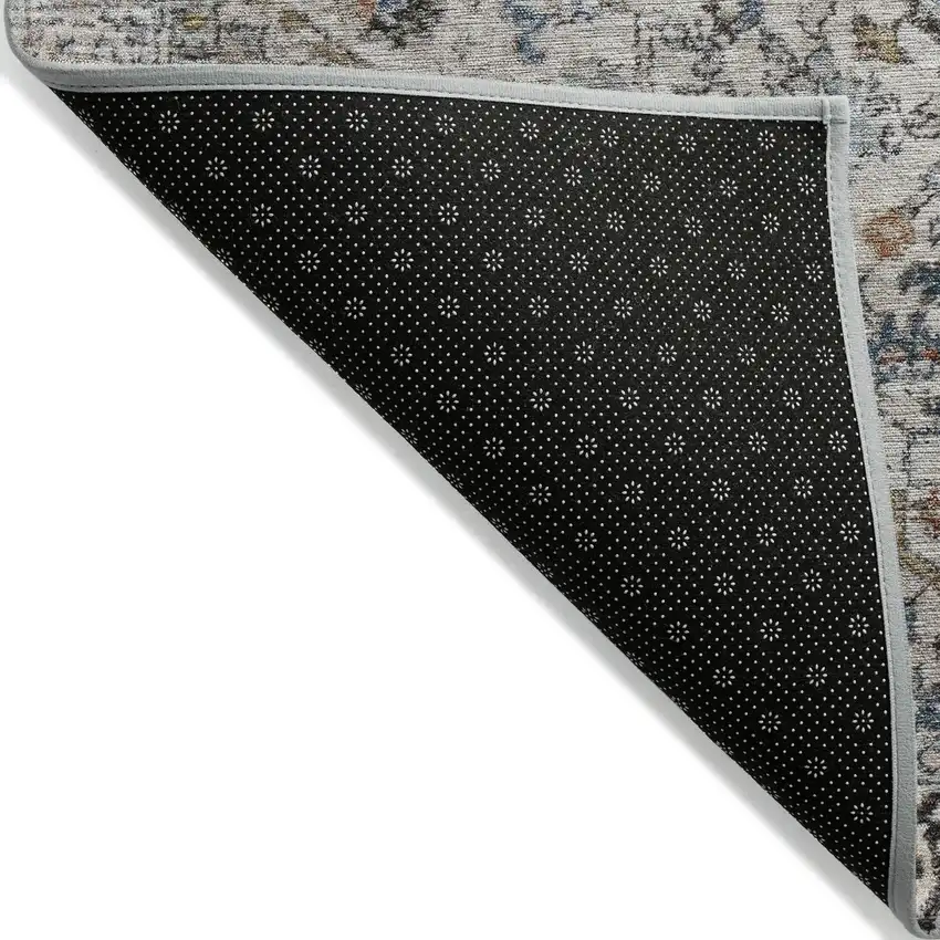 Ivory Blue And Copper Floral Medallion Washable Indoor Outdoor Area Rug Photo 9