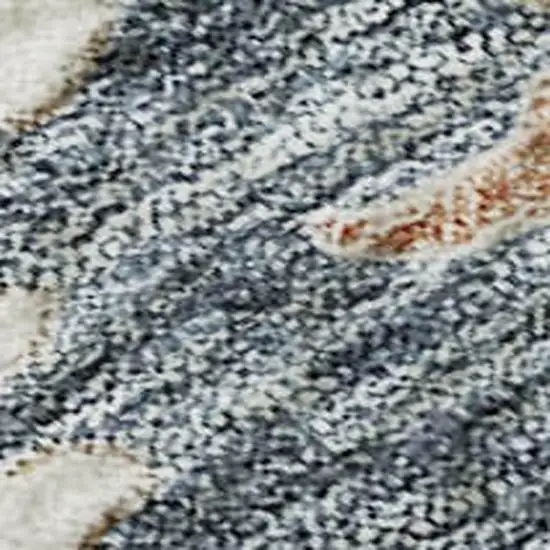 Ivory Blue And Coral Floral Washable Area Rug With UV Protection Photo 2