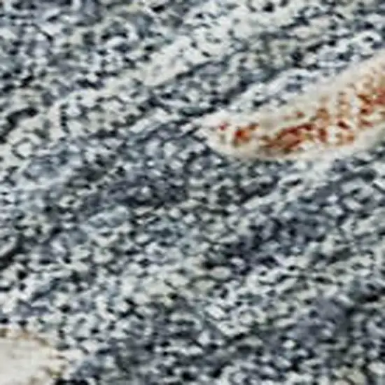 Ivory Blue And Coral Floral Washable Area Rug With UV Protection Photo 2