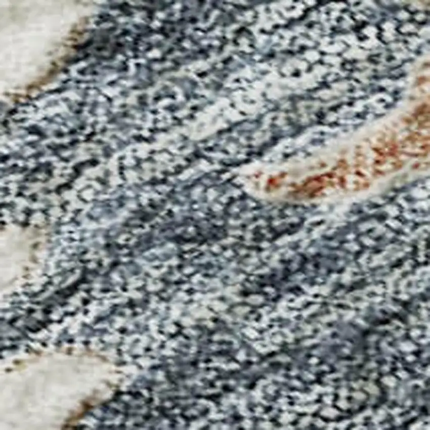 Ivory Blue And Coral Floral Washable Area Rug With UV Protection Photo 3