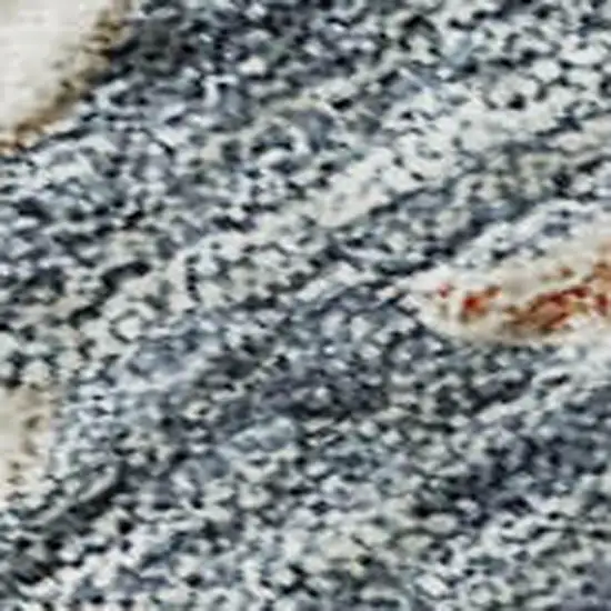 Ivory Blue And Coral Floral Washable Area Rug With UV Protection Photo 2