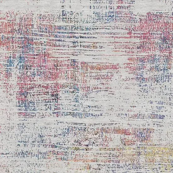 Ivory Blue And Gold Abstract Washable Area Rug With UV Protection Photo 3