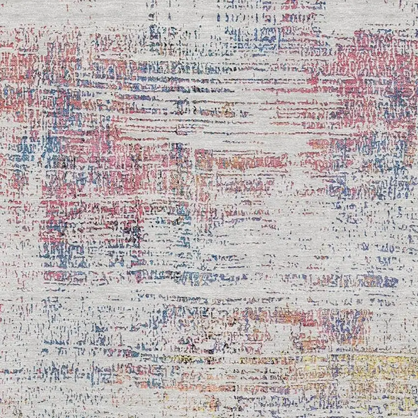 Ivory Blue And Gold Abstract Washable Area Rug With UV Protection Photo 3