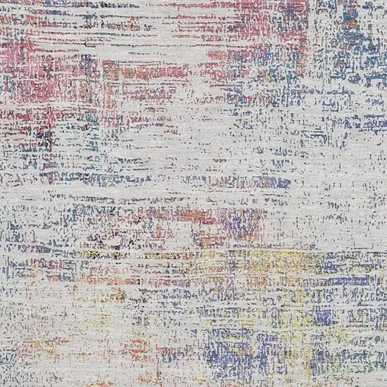 Ivory Blue And Gold Abstract Washable Area Rug With UV Protection Photo 3