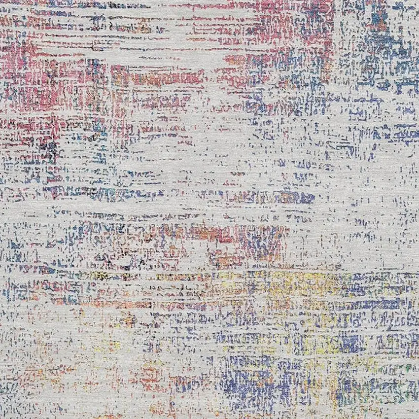 Ivory Blue And Gold Abstract Washable Area Rug With UV Protection Photo 3