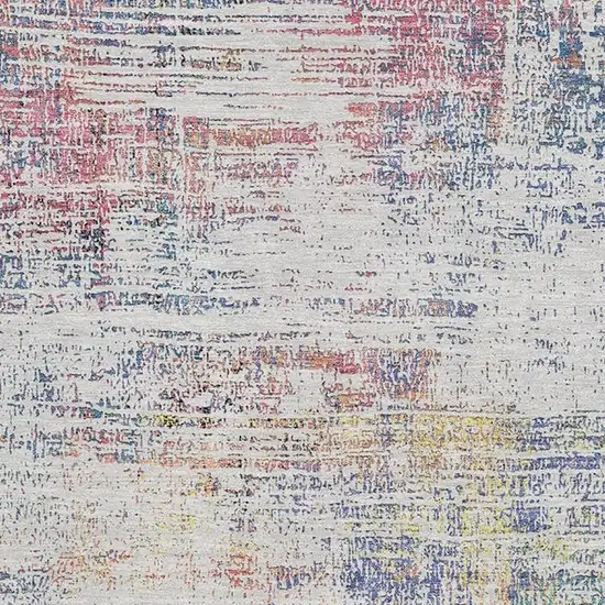 Ivory Blue And Gold Abstract Washable Area Rug With UV Protection Photo 3