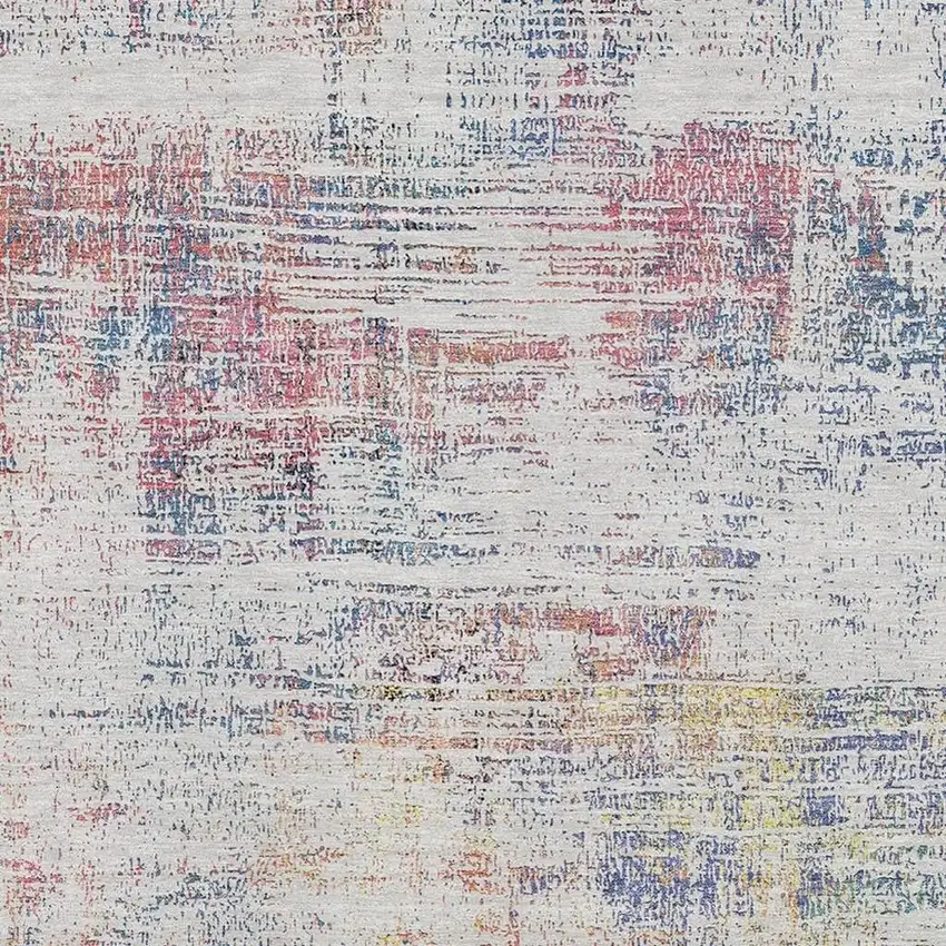 Ivory Blue And Gold Abstract Washable Area Rug With UV Protection Photo 4