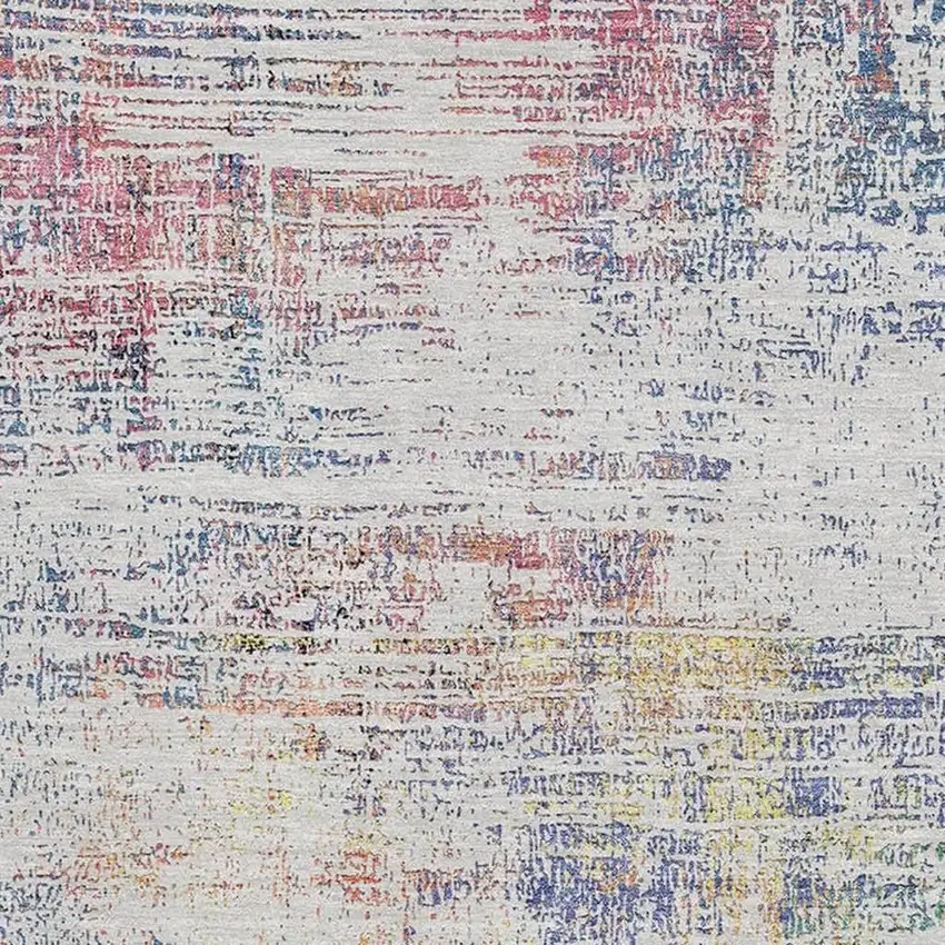 Ivory Blue And Gold Abstract Washable Area Rug With UV Protection Photo 3