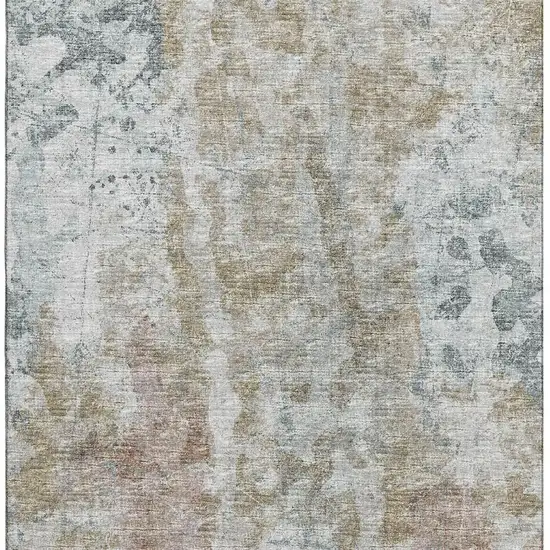 Ivory Blue And Gold Abstract Washable Indoor Outdoor Area Rug Photo 4