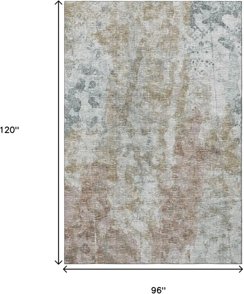 Ivory Blue And Gold Abstract Washable Indoor Outdoor Area Rug Photo 3