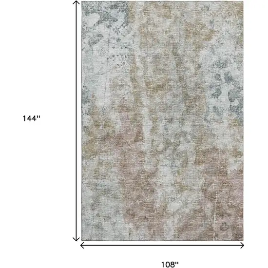 Ivory Blue And Gold Abstract Washable Indoor Outdoor Area Rug Photo 8