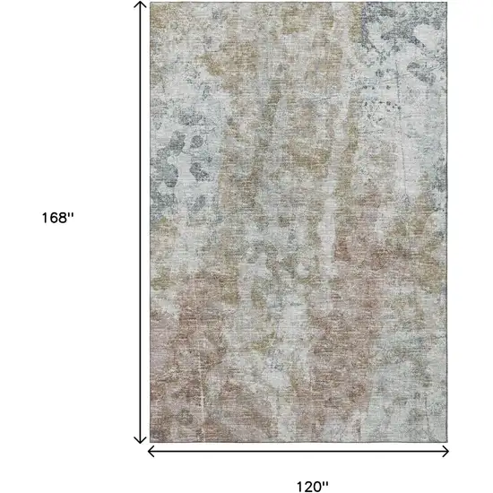 Ivory Blue And Gold Abstract Washable Indoor Outdoor Area Rug Photo 8