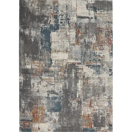 Ivory Blue And Gray Abstract Area Rug Photo 2