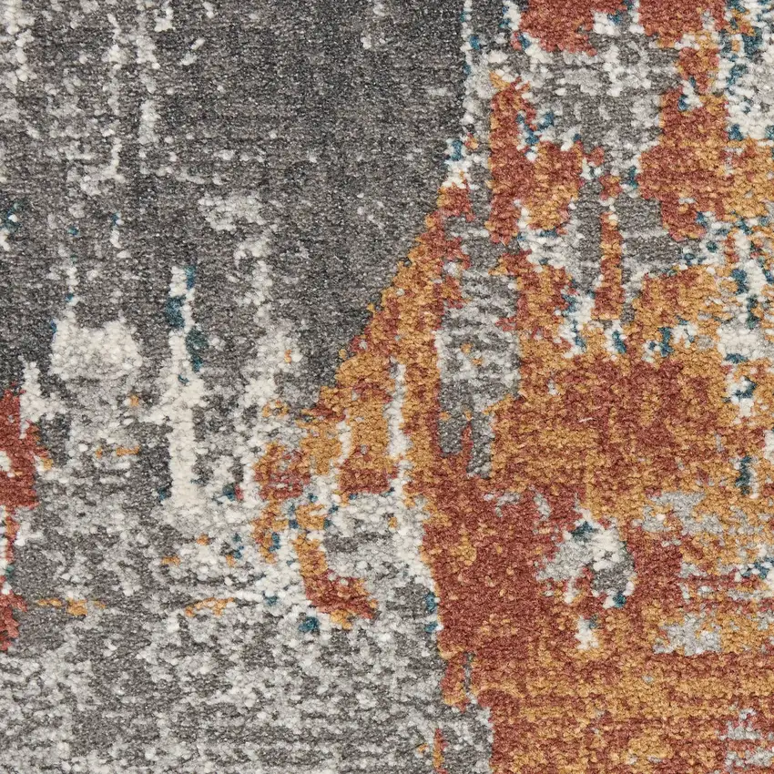 Ivory Blue And Gray Abstract Area Rug Photo 4