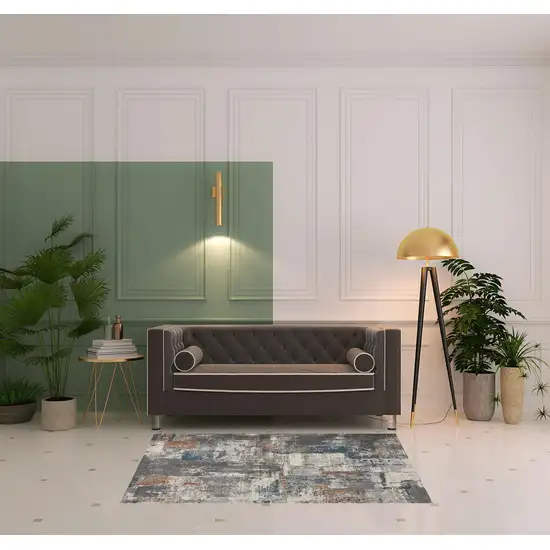 Ivory Blue And Gray Abstract Area Rug Photo 2