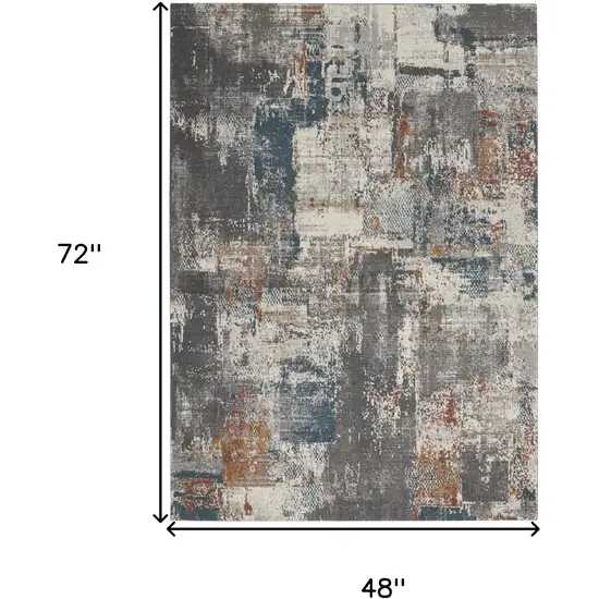 Ivory Blue And Gray Abstract Area Rug Photo 3