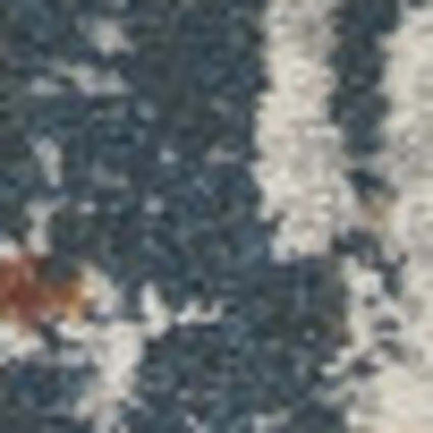 Ivory Blue And Gray Abstract Area Rug Photo 7