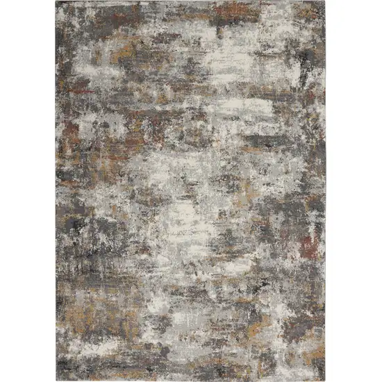 Ivory Blue And Gray Abstract Area Rug Photo 2