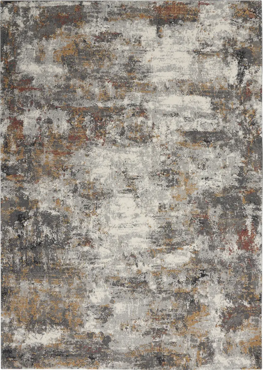 Ivory Blue And Gray Abstract Area Rug Photo 2