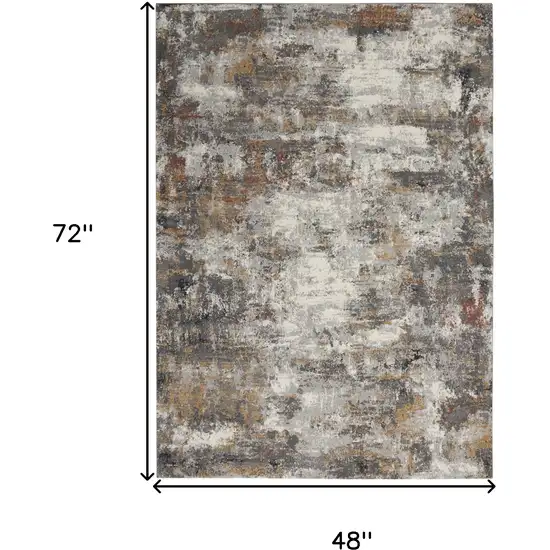 Ivory Blue And Gray Abstract Area Rug Photo 3