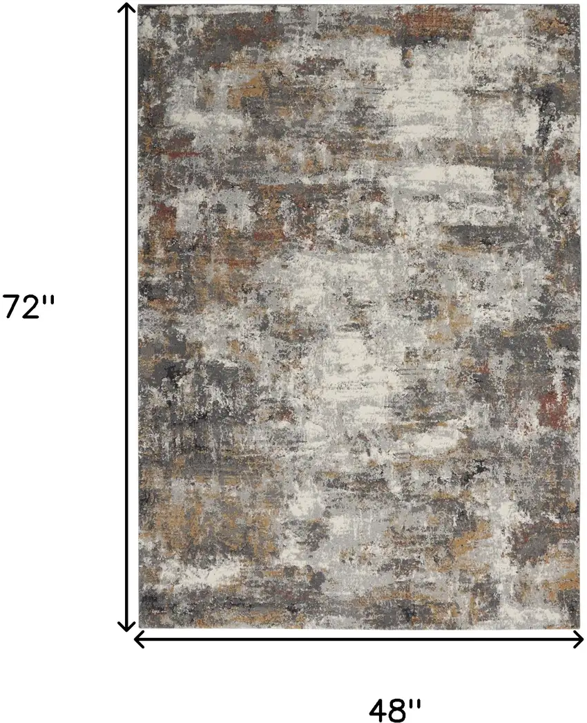 Ivory Blue And Gray Abstract Area Rug Photo 3