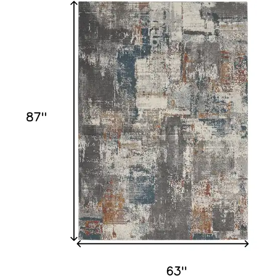 Ivory Blue And Gray Abstract Area Rug Photo 3