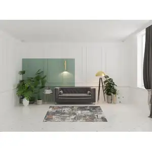 Photo of Ivory Blue And Gray Abstract Area Rug