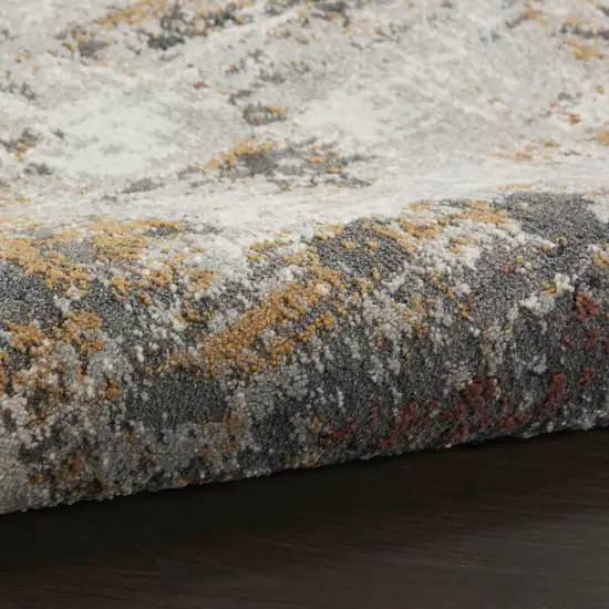 Ivory Blue And Gray Abstract Area Rug Photo 9