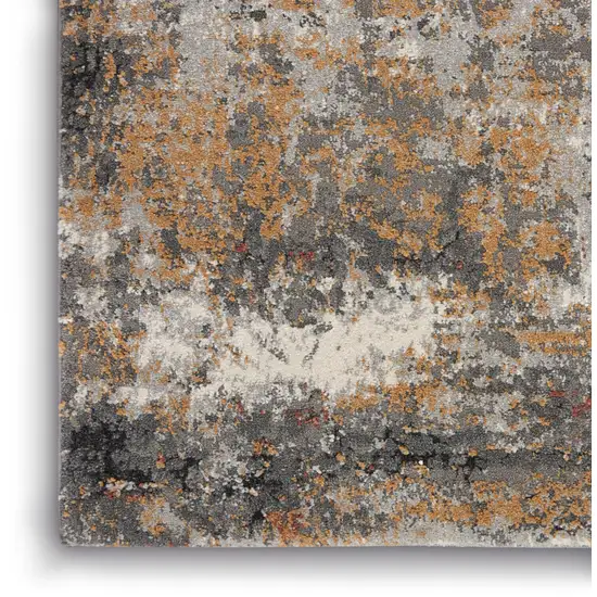 Ivory Blue And Gray Abstract Area Rug Photo 9